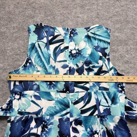 Evan Picone Black Label Floral Dress Blue Fit Flare Womens 14 Evan Picone Black Label Floral Dress Blue Fit Flare Womens 14